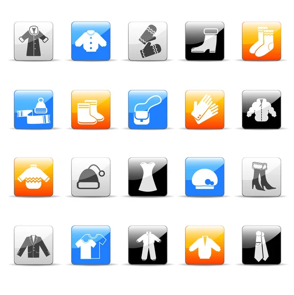 Winter clothes icons — Stock Vector