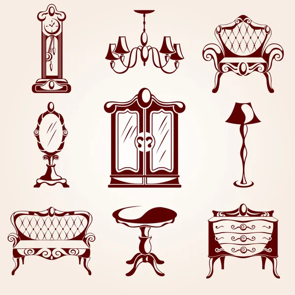 Набор иконок мебели — стоковый вектор