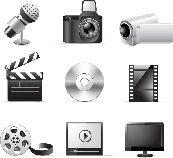 Iconos de foto y video — Stockvector