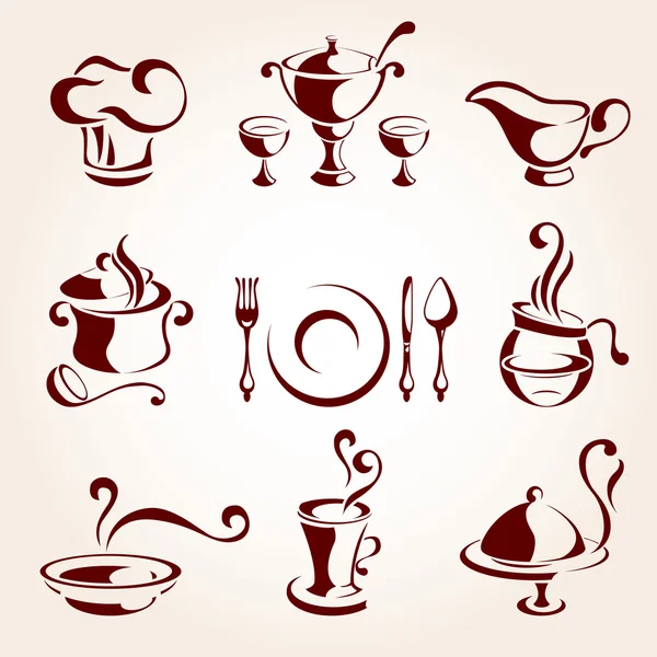 Set de elementos del restaurante — Archivo Imágenes Vectoriales