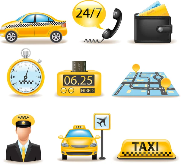 タクシー サービス セット — ストックベクタ