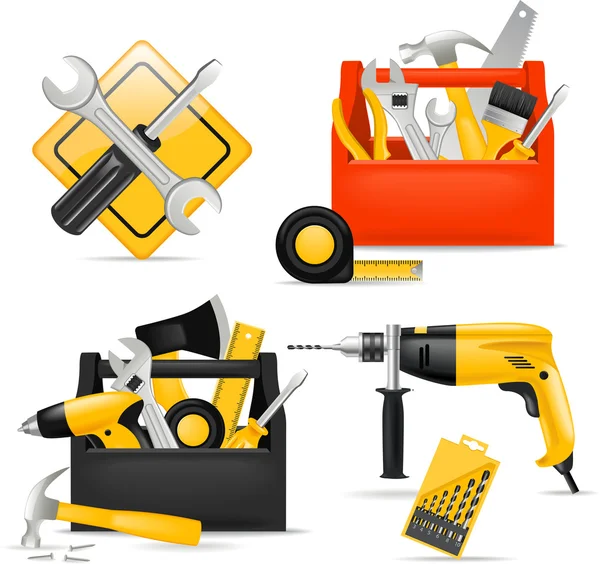 Werkzeugkasten und Werkzeuge — Stockvektor