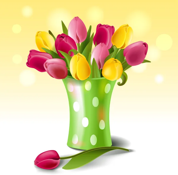 Tarjeta de felicitación con tulipanes — Vector de stock