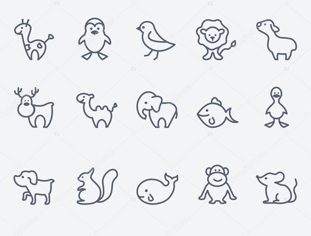 Cartoon animal icons