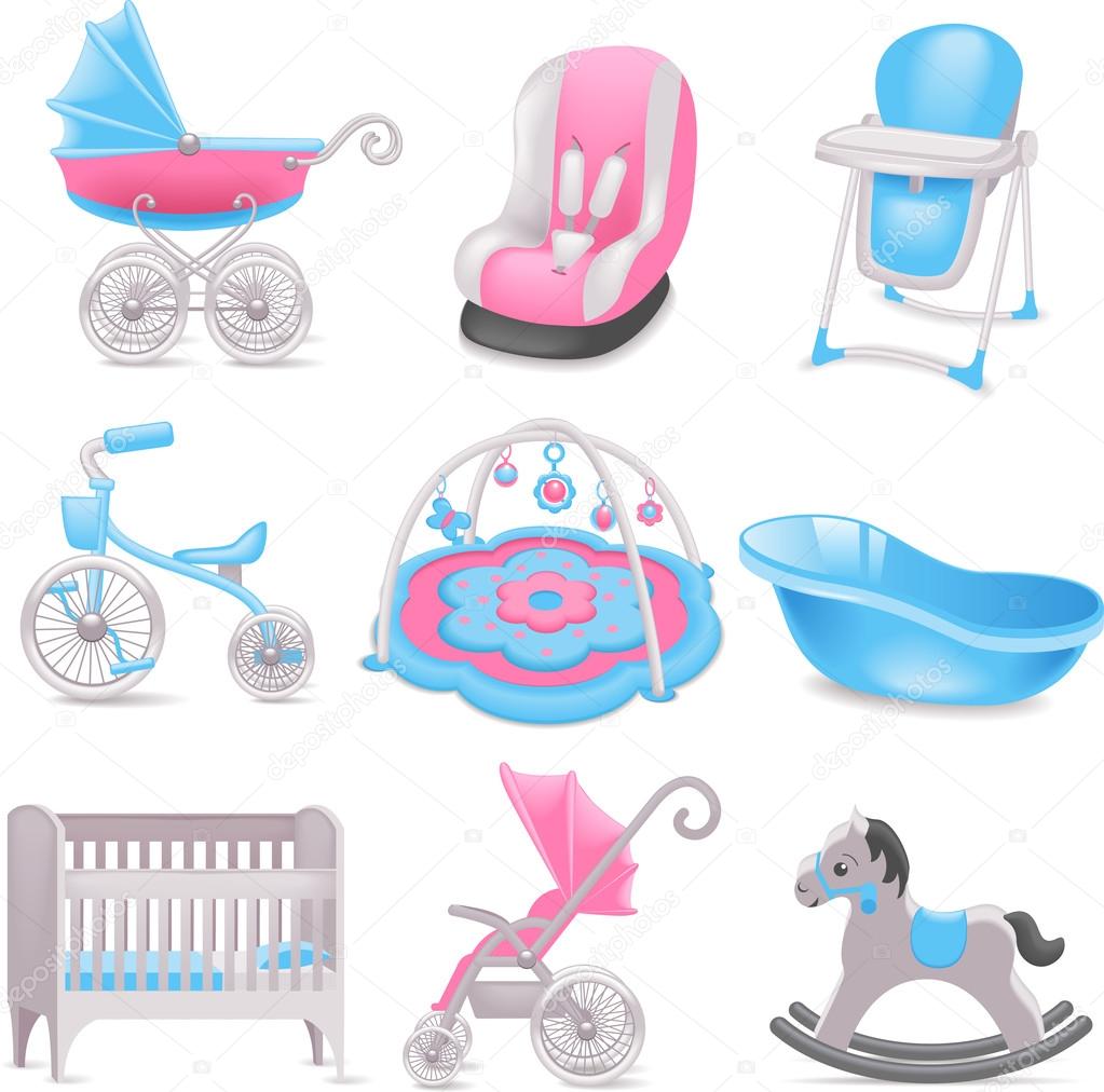 Baby accessories icons