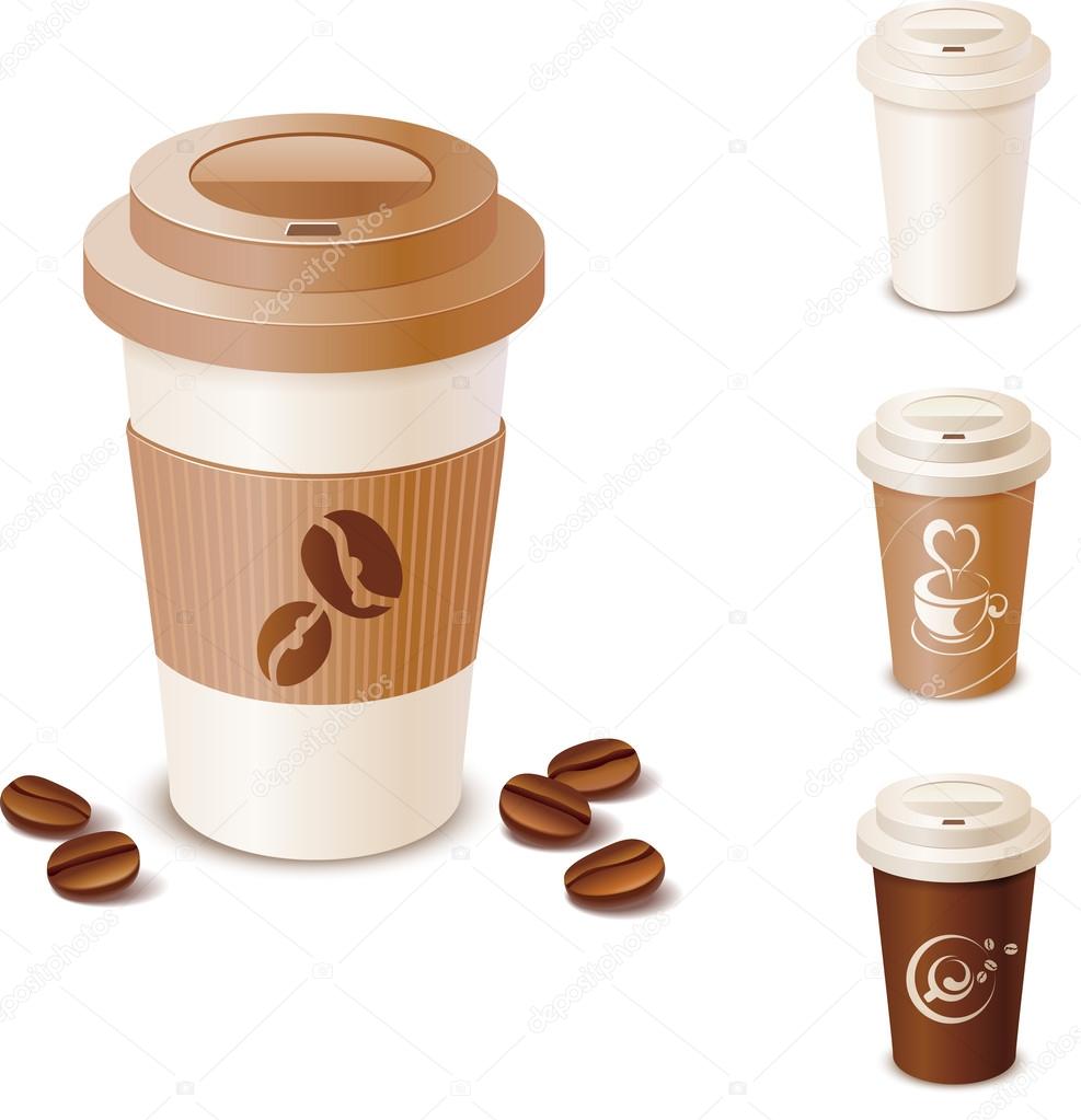 Set of takeaway coffee cups