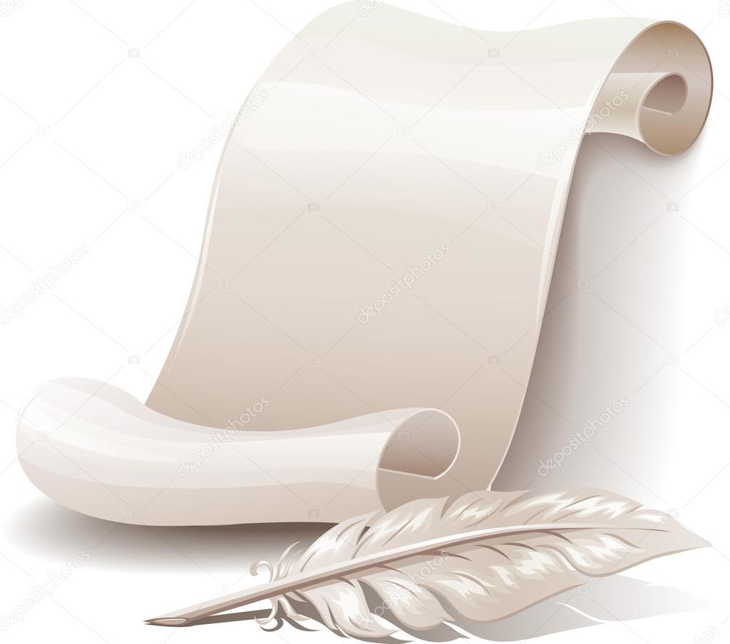 Paper scroll with feather