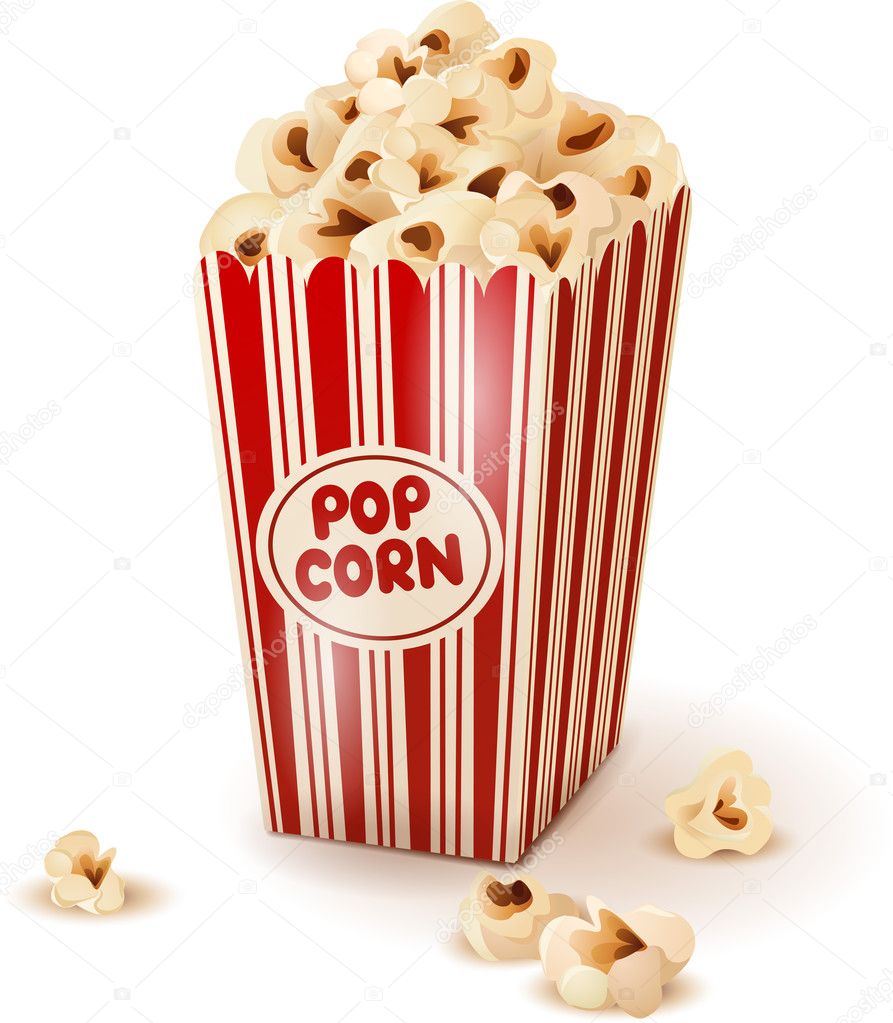 Popcorn in paper box.