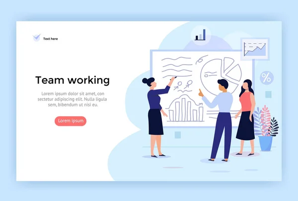 Illustrazione Del Concetto Lavoro Squadra Perfetta Web Design Banner App — Vettoriale Stock