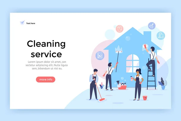 Cleaning Service Professionals Work Concept Illustration Perfect Web Design Banner — Stock Vector