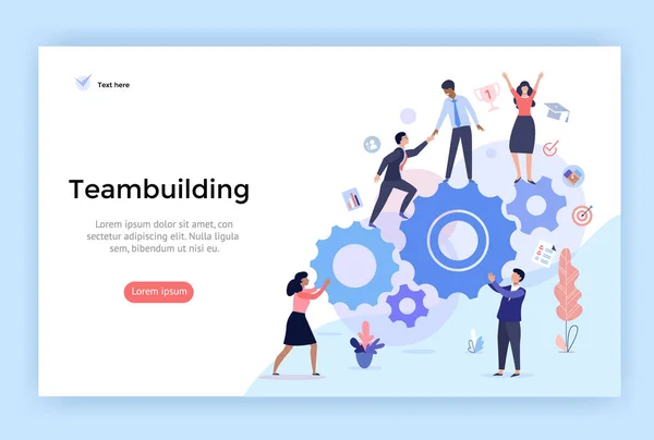 Teambuilding Concept Illustration Perfect Web Design Banner Mobile App Landing — Stock Vector