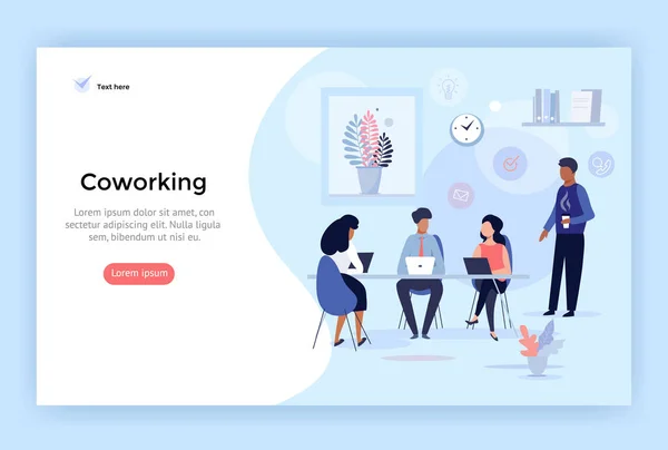 Coworking Space Business Team Concept Illustration Perfect Web Design Banner — Stockový vektor