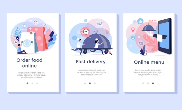 Order Food Online Banners Mobile Application Design Vector Illustration Stock Illustration