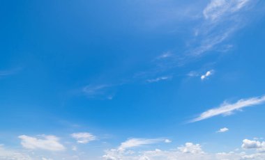 Panoramic view of clear blue sky and clouds, clouds with background. clipart
