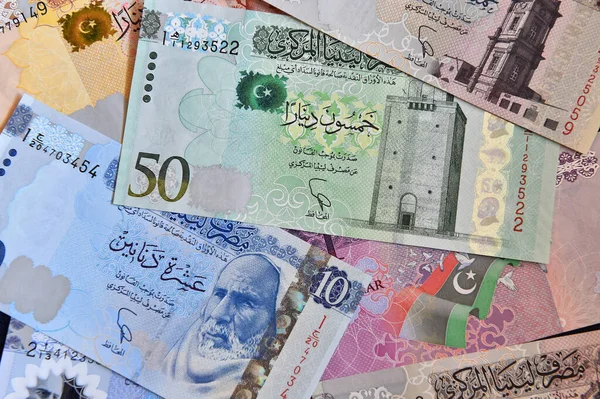 Libya Dan Bazı Mevcut Banknotlar — Stok fotoğraf