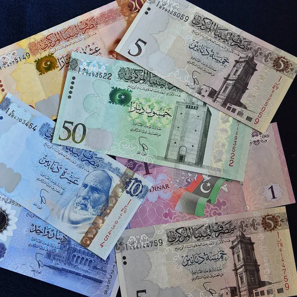 Ορισμένα Τρέχοντα Τραπεζογραμμάτια Από Λιβύη — Φωτογραφία Αρχείου