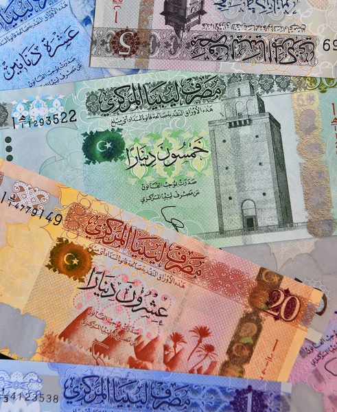 Některé Aktuální Bankovky Libye — Stock fotografie
