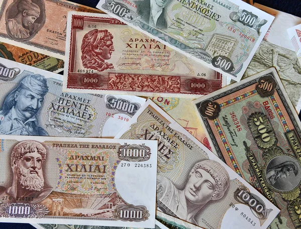 Some Nice Old Greece Banknotes — стоковое фото