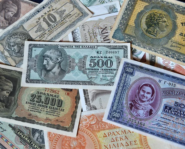 Some Nice Old Greece Banknotes — стоковое фото