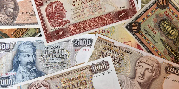 Some Nice Old Greece Banknotes — стоковое фото