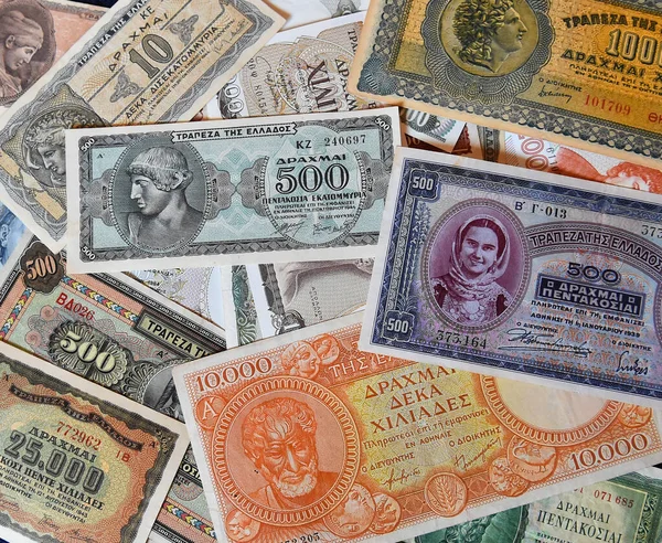 Some Nice Old Greece Banknotes — Stock Photo, Image