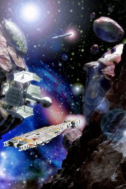 Uzay gemisi ve asteroid alanı