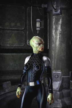 Alien female adventurer science fiction clipart