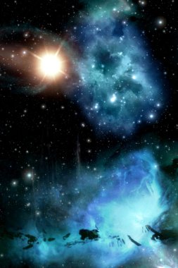 Starfield arka Bulutsusu ve güneş ile