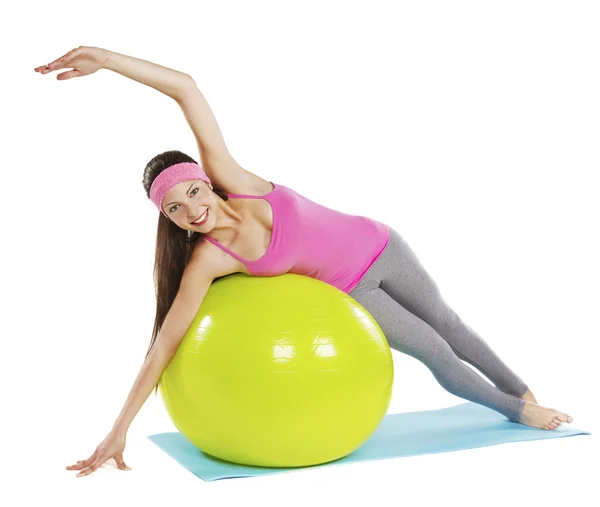 Atraente ajuste mulher pilates exercício isolado — Fotografia de Stock