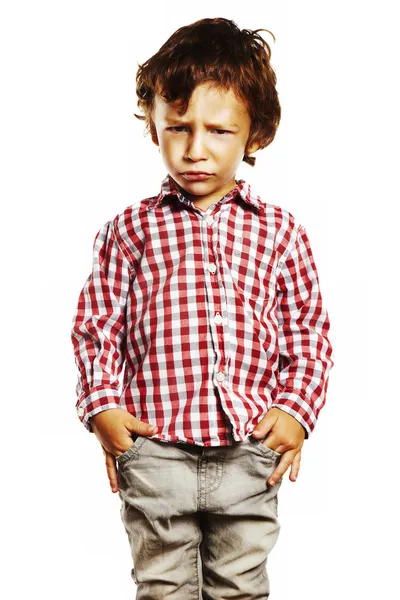 Angry child with hands in pockets — Stock Photo, Image