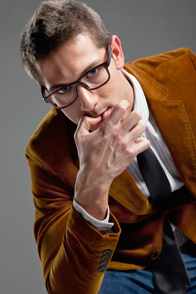 Young interesting businessman with rimmed glasses — Stock Photo, Image