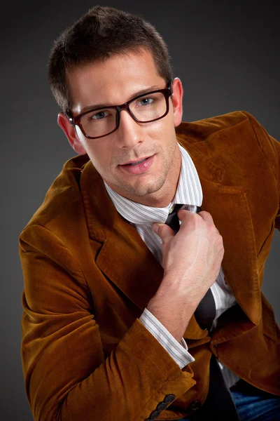 Young interesting businessman with rimmed glasses — Stock Photo, Image