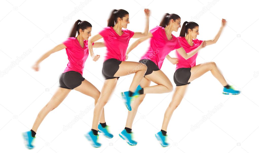 Different positions woman starting running