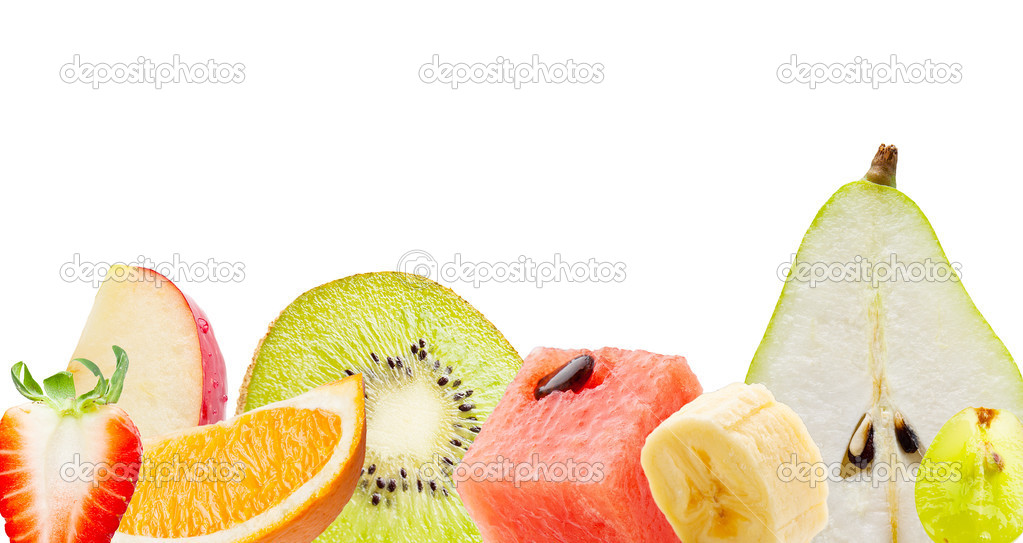 Fresh fruits isolated on white background