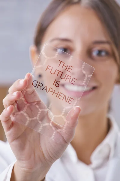 Scientific showing a piece of graphene with hexagonal molecule. — Stock Photo, Image