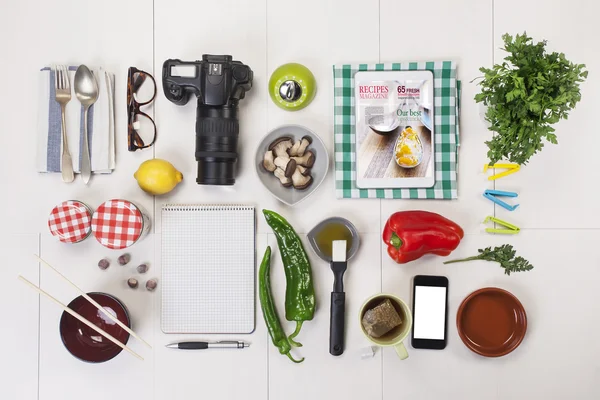 Organized objects of a foodie girl. — Stock Photo, Image