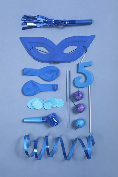 Party essentials on blue tones. — Stock Photo, Image