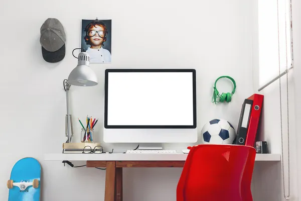 Desk in a child's bedroom. Royalty Free Stock Images