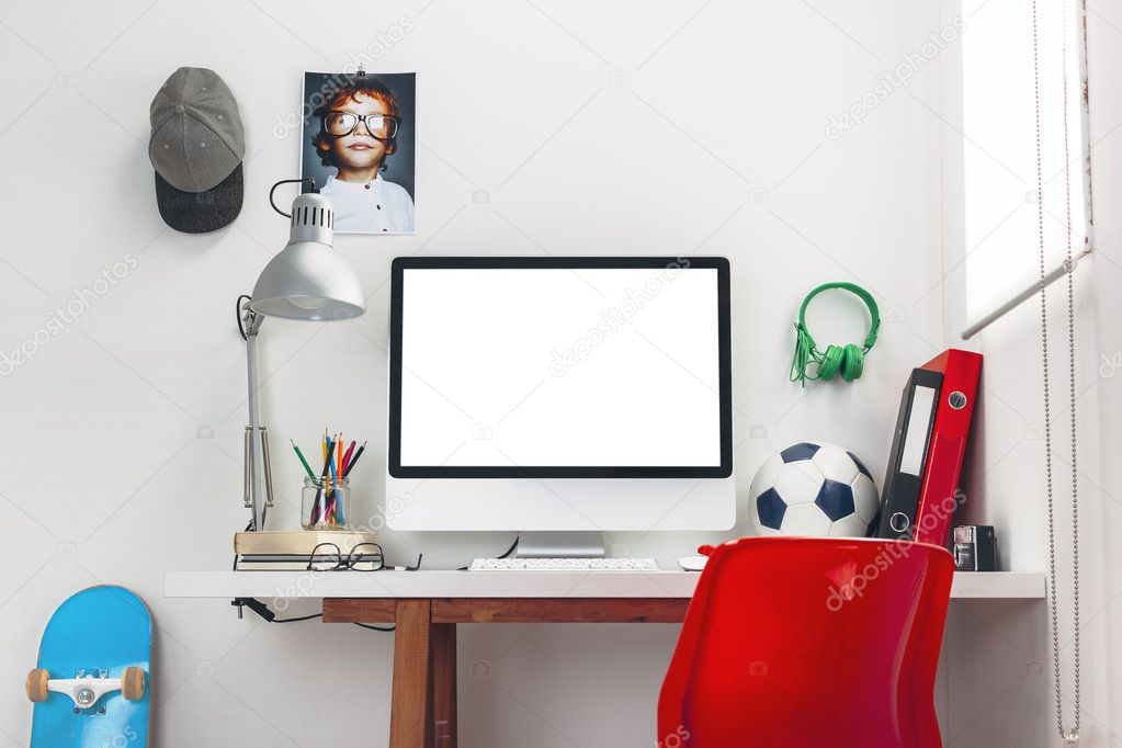 Desk in a child's bedroom.