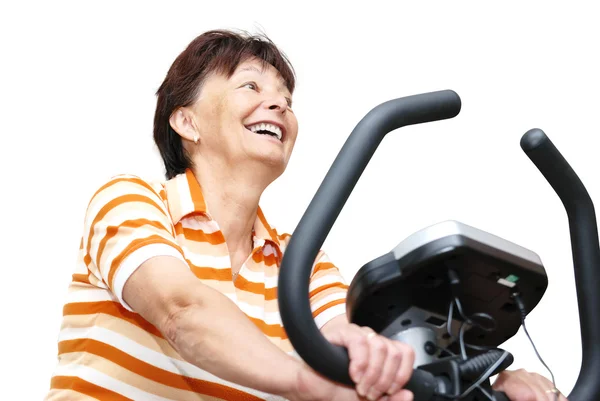 Spinning mature woman — Stock Photo, Image