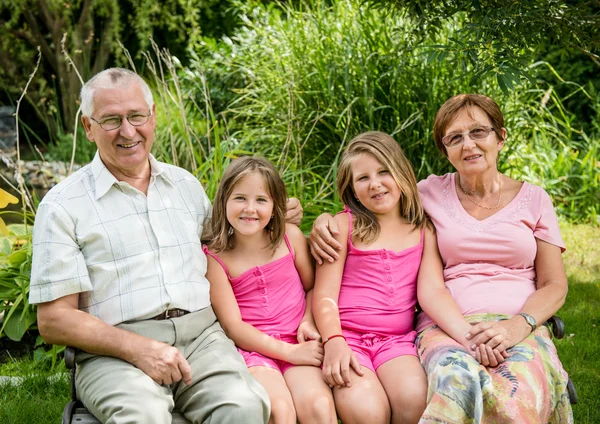 Бабушки и дедушки с внуками — стоковое фото