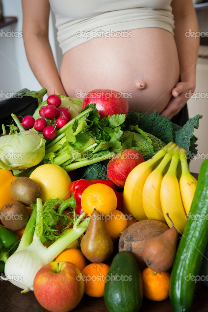 Schwangerschaft Gesundes Essen Stockfoto Martinan
