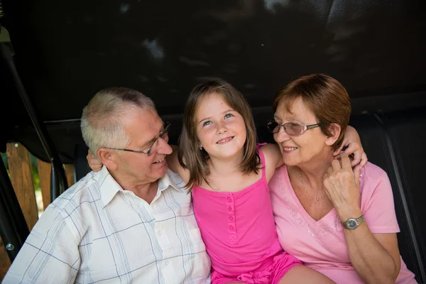 Бабушки и дедушки с внуками — стоковое фото