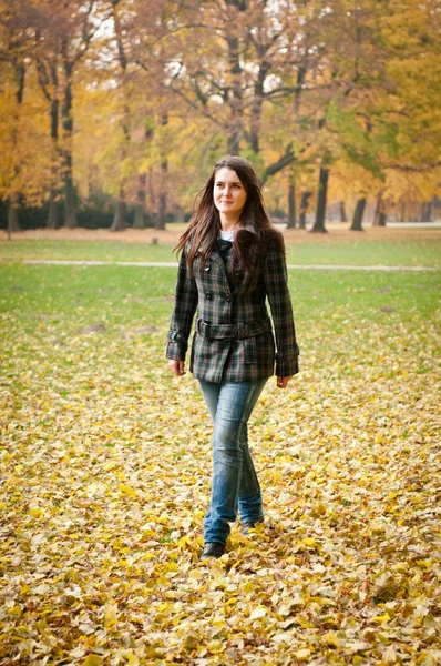 Autumn joy - young woman outdoor — Stock Photo, Image