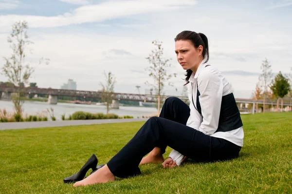 Depressed young business woman — Stock Photo, Image