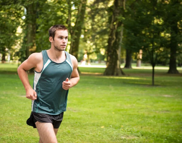 Joggen - man loopt in de natuur — Stockfoto