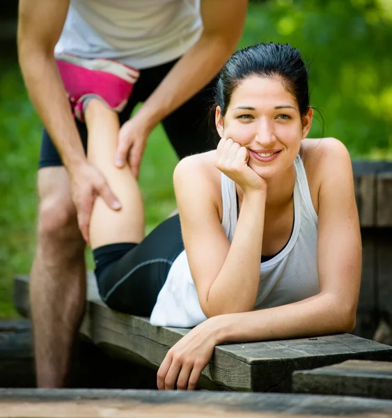 Massage after sport jogging — Stock Photo, Image