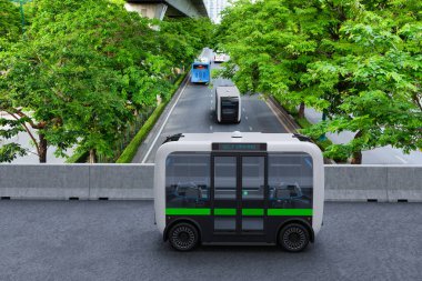 Yeşil yolda otonom elektrikli servis otobüsü, akıllı araç konsepti