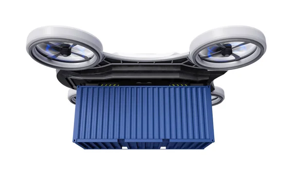 Drone Carga Com Recipiente Isolado Fundo Branco — Fotografia de Stock