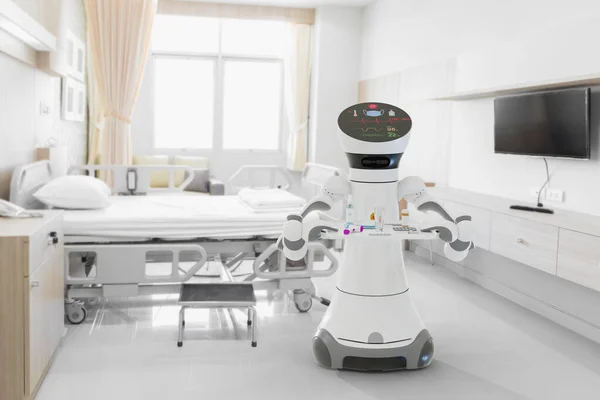 Robot Sanitario Entregó Equipo Médico Necesario Los Pacientes Covid Renderizado —  Fotos de Stock